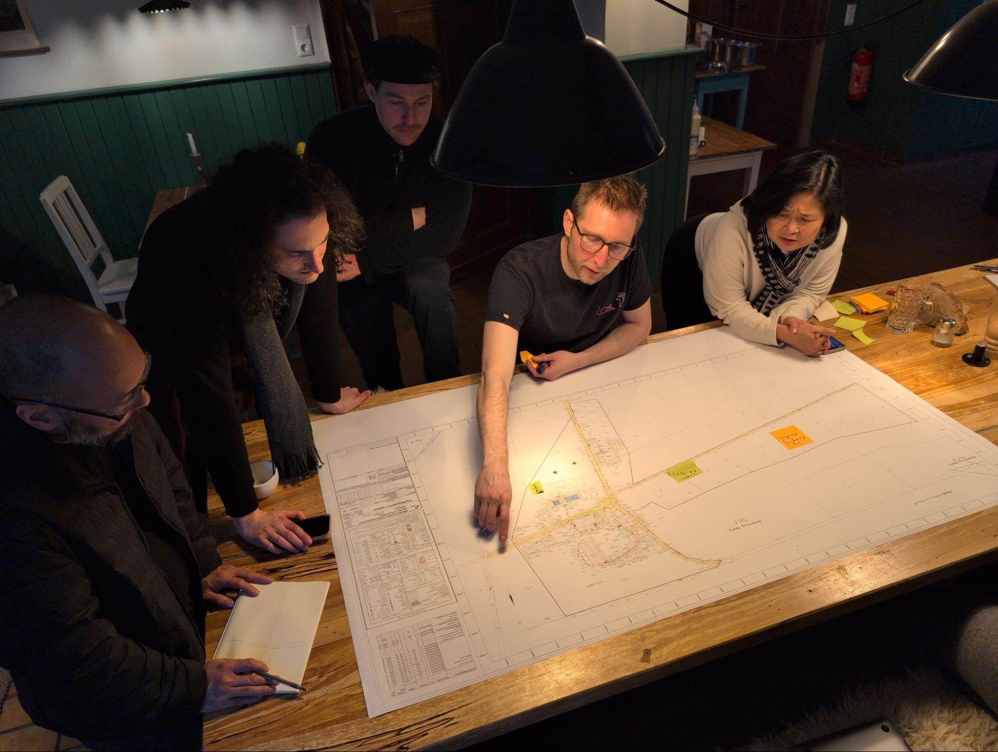 Marv of Alte Holle pointing out power, connectivity, and other features of the 100,000 square meters of the property.